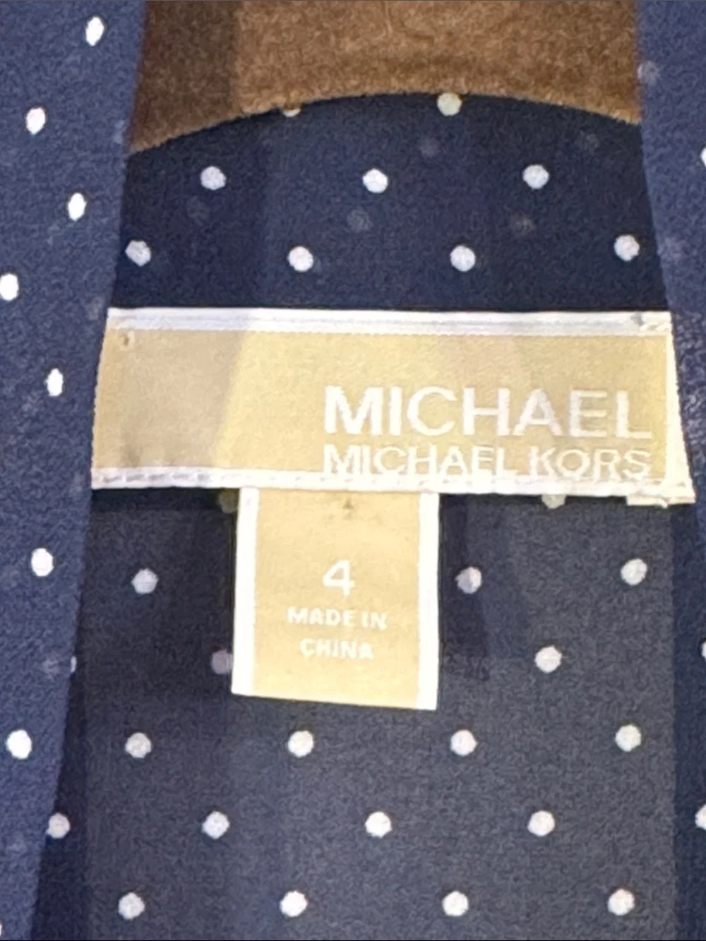 Michael Kors Navy and White Polka Dot Tie-Neck Sleeveless Camisole